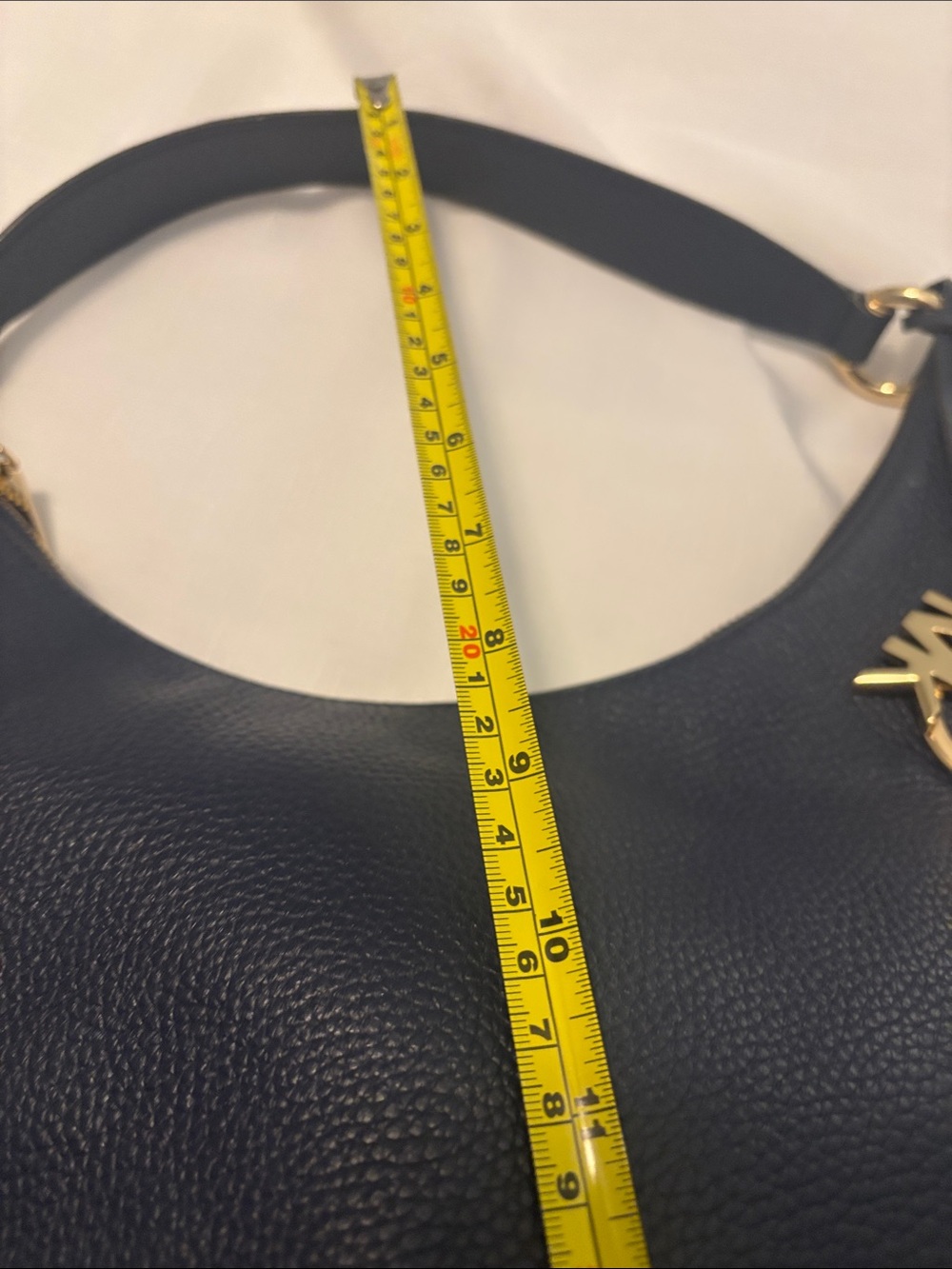 Michael Kors Lydia Navy Pebbled Leather Hobo Bag w/Gold accents Studded handle - Picture 12 of 12